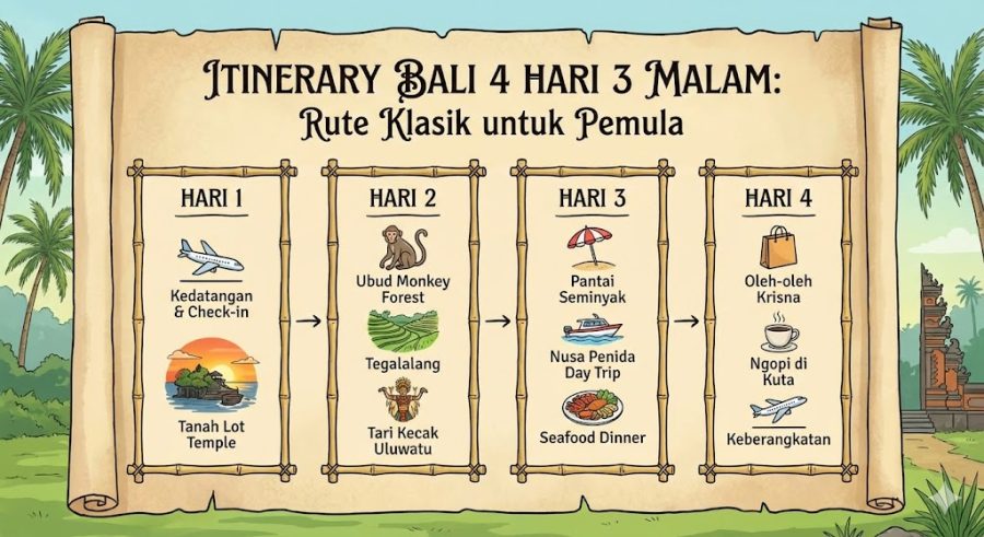 Itinerary Bali 4 Hari 3 Malam: Rute Klasik untuk Pemula